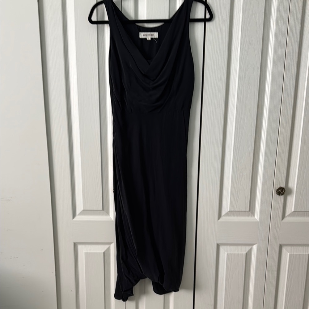 Elegant silk Black Cowl Sleeveless Dress